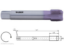 Taraud BAER HSSE-TiAlN Forme B - G 1/8 x 28 - DIN 5156 acier inoxydable, 130405001