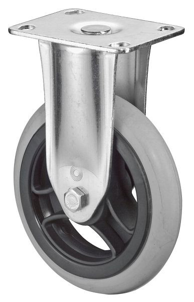 Roulettes BS Roulette pour appareil lourd, largeur 32 mm, Ø125 mm, 35 kg, roue en caoutchouc gris, increvable, plastique, roulement à billes, platine, roulette fixe, C110.A86.125