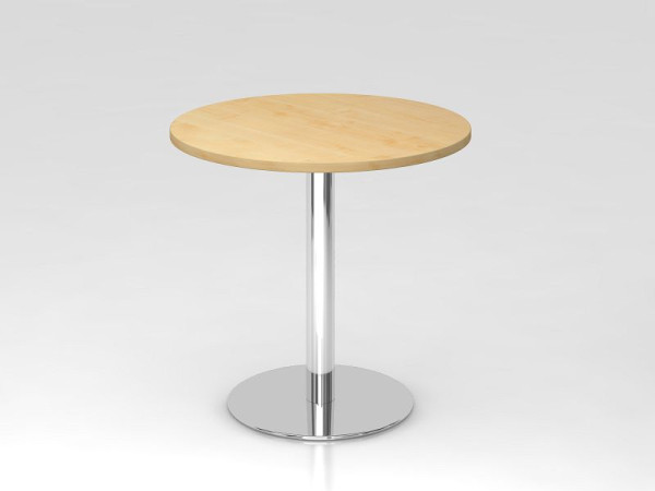Table de réunion Hammerbacher 80cm ronde érable/chrome, structure chromée, VSTF08/3/C