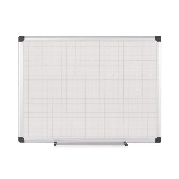 Tableau blanc émaillé Bi-Office Maya avec grille et cadre en aluminium 90x60cm, CR0603170
