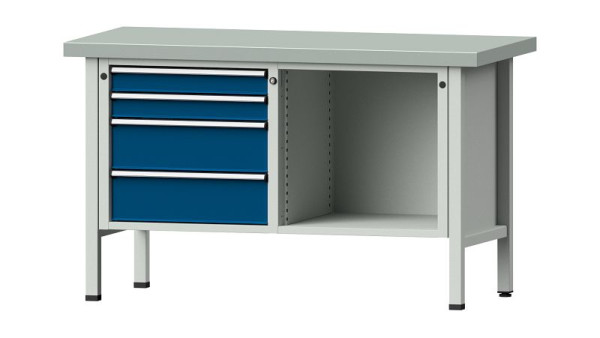 Établis ANKE Établi en caisson, modèle 134 V, 1500 x 700 x 900 mm, RAL 7035/5010, ZBP 50 mm, 305.047
