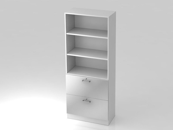 Armoire Hammerbacher 5OH, 2HR, panneau de base poignée chromée blanc/argent, 80x42x200,4 cm (LxPxH), V7300/W/S/CE