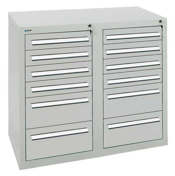 armoire à tiroirs émoussés série T-100/35-2, RAL 7035/7035, 12 tiroirs (8x100, 4x200mm), 8152607