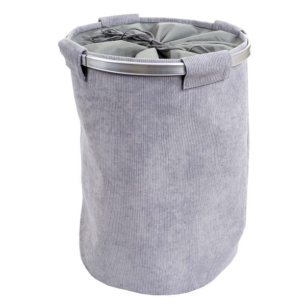 Collecteur de linge Mendler HWC-C34, Panier à linge, panier à linge, sac à linge, panier à linge avec filet, 55x39cm 65l, cordon gris, 73194