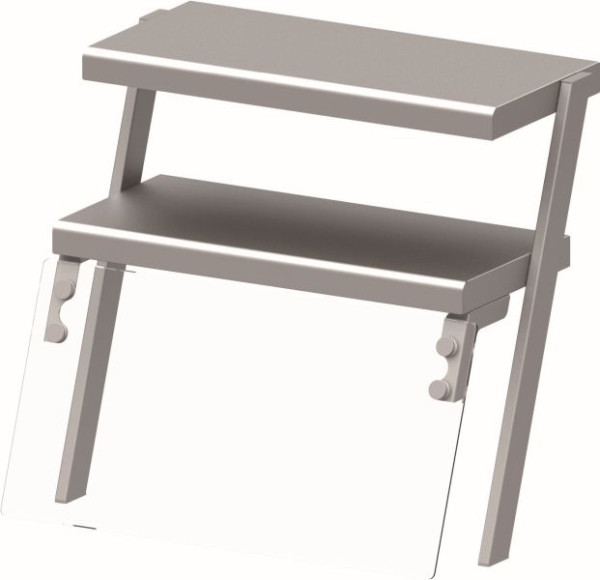 Étagère supérieure double Stalgast avec pare-haleine en verre et lampe chauffante 434x450x450 mm pour systèmes de service alimentaire, ZS04105