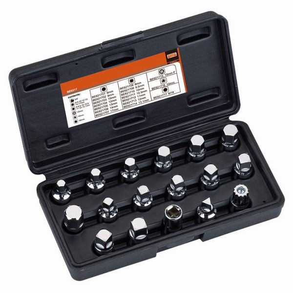 Bahco Lot de 17 douilles pour bouchon de vidange d'huile 3/8" BE6217