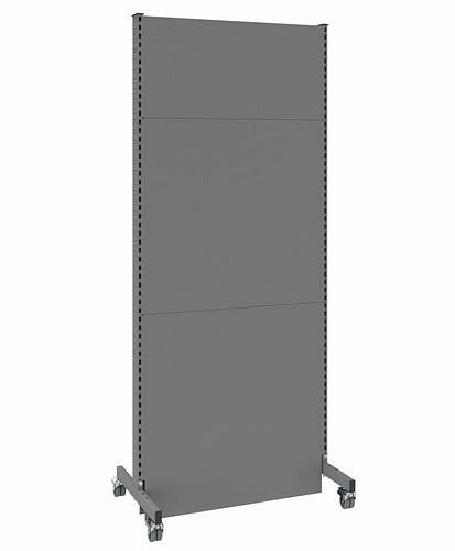 Cloison acoustique mobile DENIOS, champ de base, L 1000, H 2500 mm, tôle perforée acoustique d'un côté, grise, 293066