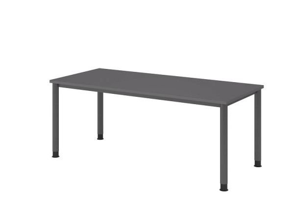 Bureau Hammerbacher HS19, 180 x 80 cm, plateau : graphite, épaisseur 25 mm, structure à 4 pieds en graphite, hauteur de travail 68,5-81 cm, VHS19/G/G