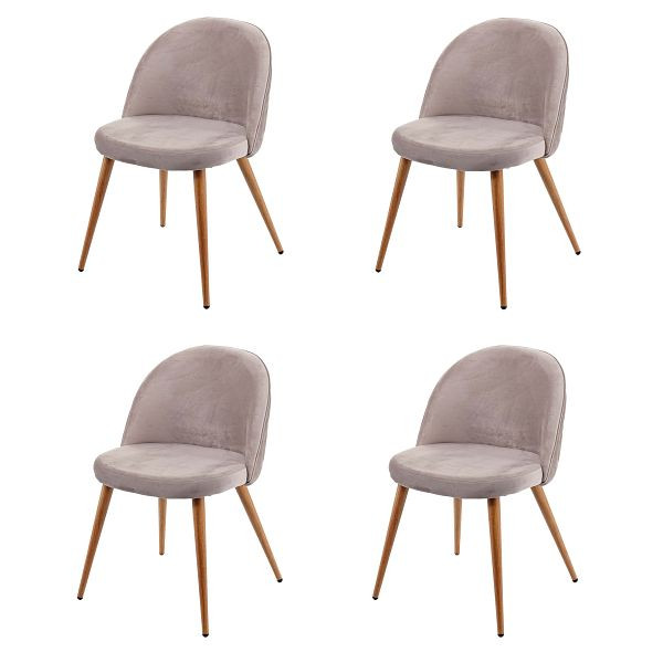 Mendler ensemble de 4 chaises de salle à manger HWC-D53, chaise chaise de cuisine design rétro des années 50, velours, gris-marron, 63104