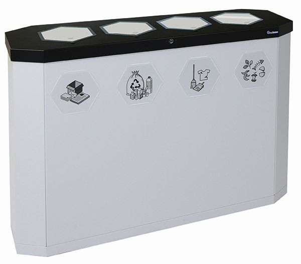 Station de recyclage Blunt Sixco 4 Swing, gris clair RAL 7035, 830x1200x355 mm (HxLxP), 560-180-07