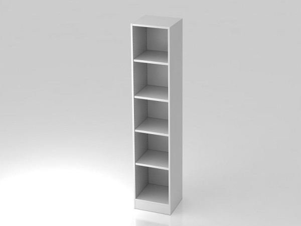 Étagère étroite Hammerbacher 5OH avec panneau de base blanc, 40,6x40x200,4 cm (LxPxH), V6040/W