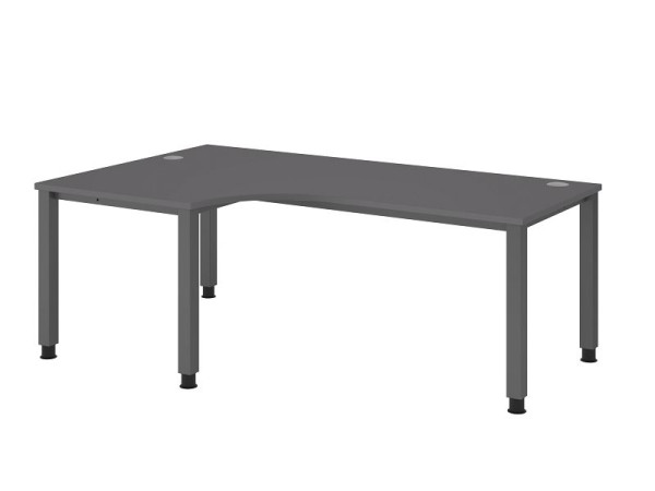 Table d'angle Hammerbacher 4 pieds carrés 200 x 120 cm 90° graphite, forme d'angle 90°, montage possible à gauche ou à droite, VQS82/G/G