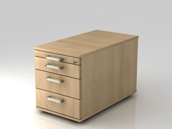 Conteneur roulant Hammerbacher 80cm, 3 tiroirs, serrure poignée chromée chêne, 42,8x51,2x80 cm, 1/2/3/3 HE, VTC30/E/E/CE