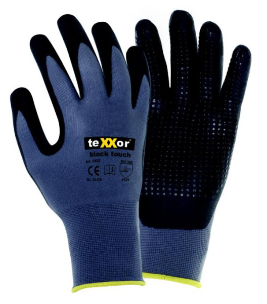 Gants tricotés en nylon teXXor "black touch", taille : 10, paquet : 144 paires, 2452-10