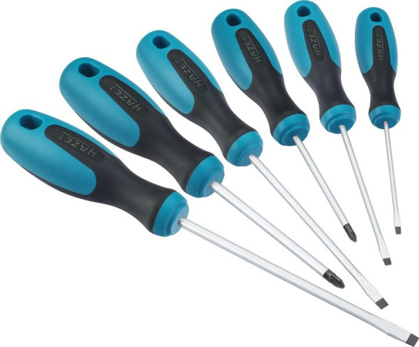 Jeu de tournevis Hazet, profil à fente, profil Pozidriv PZ, 0,5 x 3 - 1,2 x 6,5, PZ1 - PZ2, nombre d'outils : 6, 810/6PZ