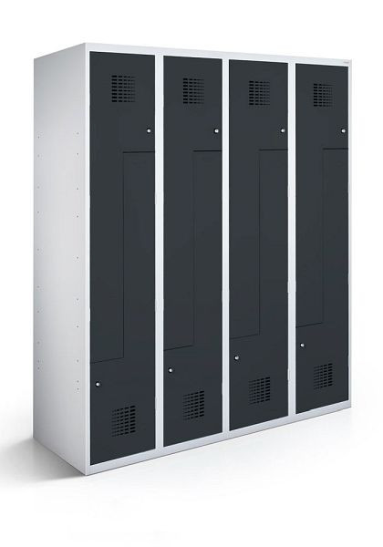 KEMMLIT Casier Z avec 4 compartiments et 8 portes 40cm avec fond fermé, gris anthracite 7016, loquet rotatif, 100228