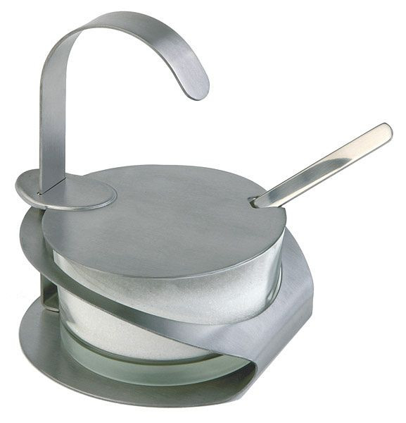 APS Huilier à parmesan -PRO-, Ø 10,5 cm, hauteur : 13 cm, verre, acier inoxydable 18/8, mat, avec cuillère, en acier inoxydable 18/8, 40482