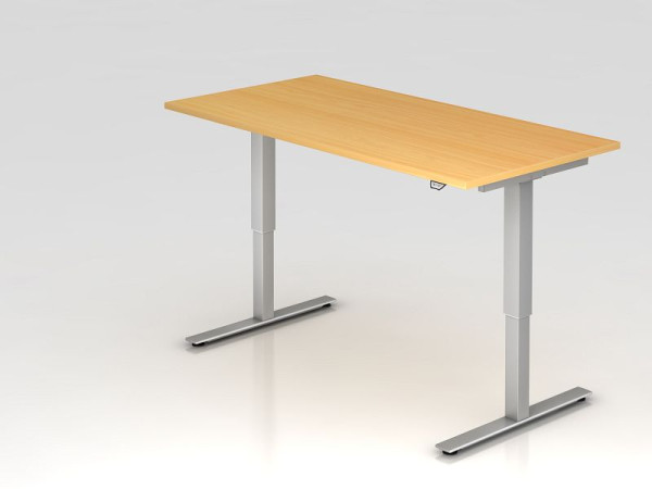 Bureau assis-debout électrique Hammerbacher 160x80cm hêtre, hauteur de travail 73 - 119 cm, VXMST16/6/S