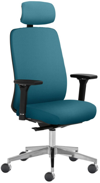 Chaise pivotante Mayer Sitzmöbel , accoudoirs 4D, piètement en aluminium, roulettes pour tapis, turquoise, 2229_AV4D_KS_SYM++_POL_30616