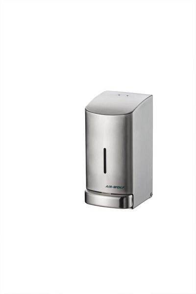 Distributeur de savon Air Wolf, série Alpha, H x L x P : 208 x 102 x 124 mm, acier inoxydable brossé, 20-692