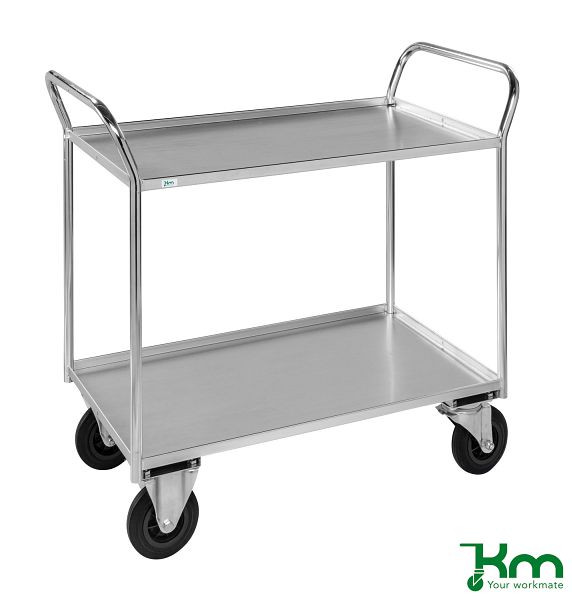 Kongamek Chariot 2 Tablettes Entièrement Soudé 1070 x 550 x 1000 mm Galvanisé 2 Roulettes Fixes 2 Roulettes Pivotantes KM4175-E