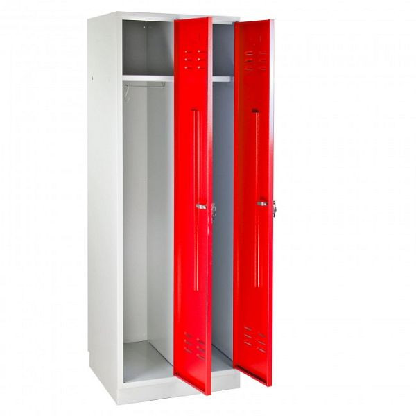 Vestiaire/armoire ADB Regular" 2 portes, dimensions (HxLxP) : 1780x600x500 mm, couleur du corps : gris clair (RAL 7035), couleur de la porte : rouge feu (RAL 3000), 40884