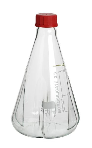 Flacon Erlenmeyer Rettberg, 2000 ml, GL 45, avec bouchon à vis et 4 chicanes, 107018164