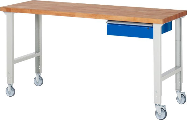 Etabli mobile RAU (réglable en hauteur) 7001A1, 2000x700x950-1000mm, 2 roulettes fixes et roulettes pivotantes chacune, 05-7001A1-207B4H22.11
