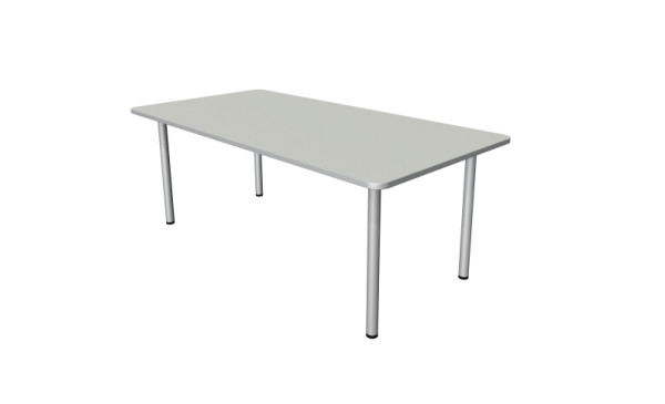 Kerkmann Desk Prime - L 2000 x P 1000 x H 750 mm, cadre 4 pieds en aluminium argent, gris clair, 11040911