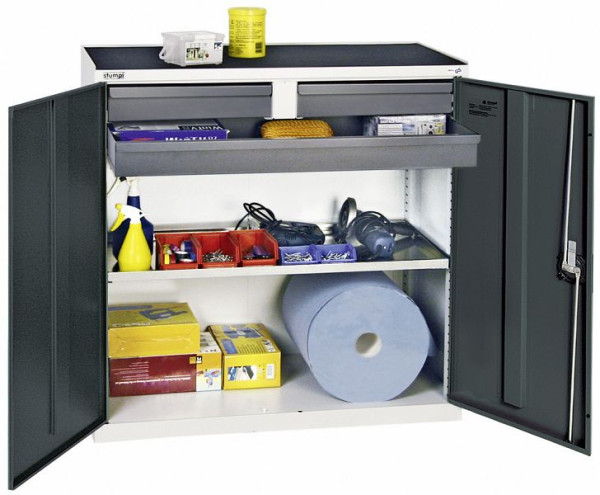 armoire à outils et matériel blunt TM 3000, RAL 7035/7016, 2 tiroirs (dont 1 grand espace), 1 plateau, 3007371