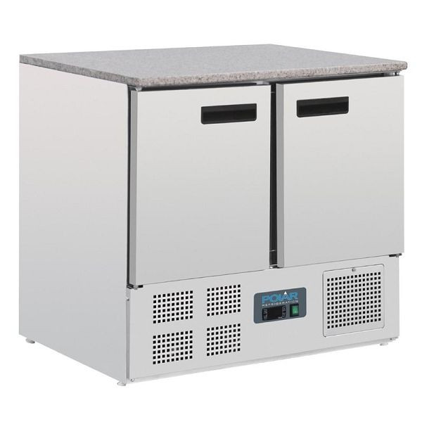 Comptoir réfrigérant Polar avec plan de travail en marbre 2 portes 240L, CL108