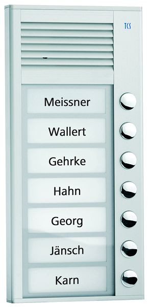 TCS système de commande de porte audio station extérieure série PAK 7 boutons de sonnerie (alignés à droite), argent apparent, PAK07-EN