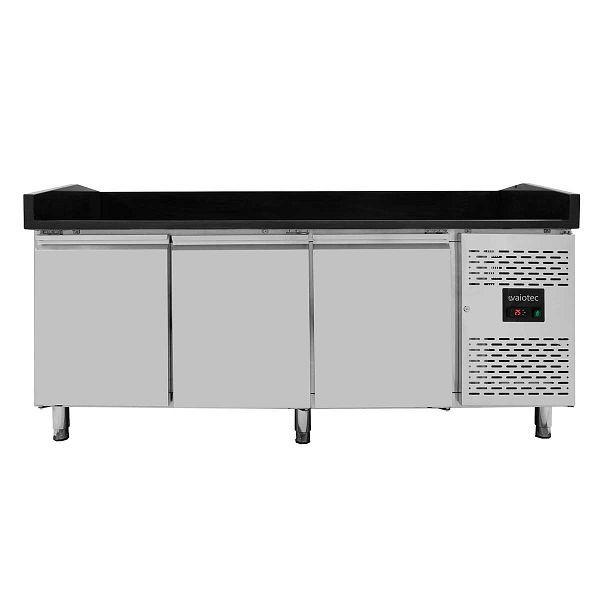 Table réfrigérée à pizza Vaiotec EASYLINE 800 / 3 portes "noir", 202x80x100 cm, 10073