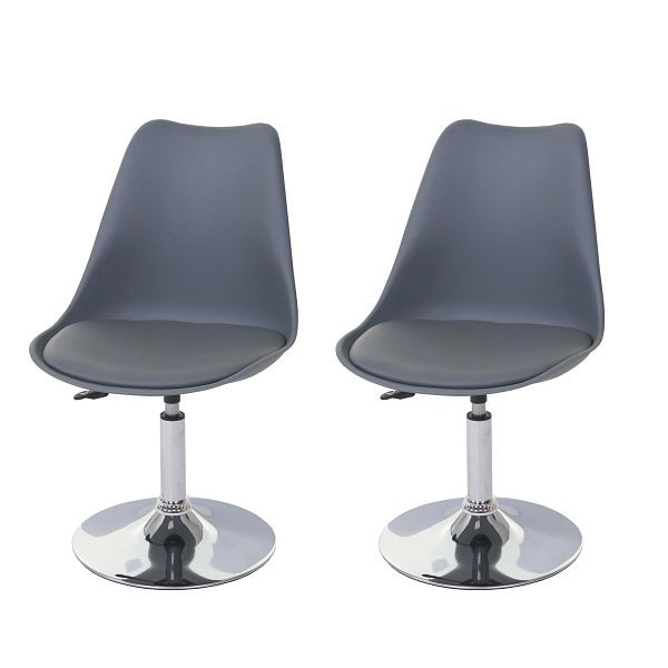 Mendler ensemble de 2 chaises de salle à manger Malmö T501, chaise chaise de cuisine, pivotante réglable en hauteur, simili cuir, gris foncé, base chromée, 57362