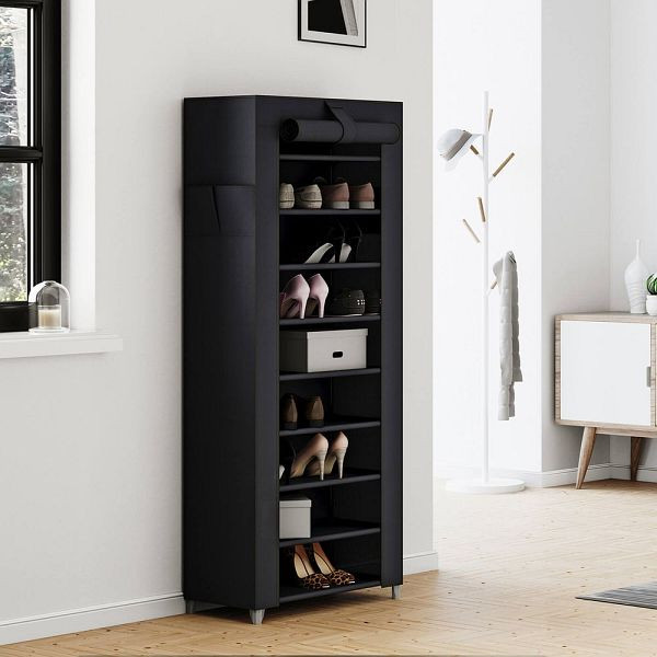 SONGMICS étagère à chaussures avec couvercle 58 cm noir, RXJ10H