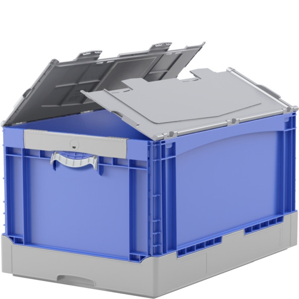 Boîte pliante BITOEQD64321L bleu, couvercle de poignée de levage, 400x332x600mm, 31475