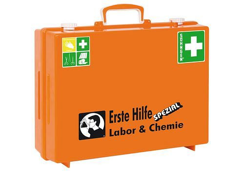 Trousse de premiers secours DENIOS profession spéciale "laboratoire & chimie", contenu de base selon DIN, 116-599