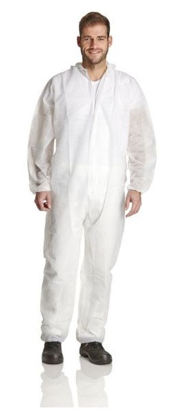 Combinaison DS SafetyWear PP, cagoule, blanc, 50g, taille M, UE : 50 pièces, PP50-M