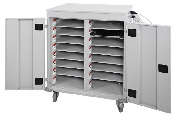 Chariot pour ordinateur portable ADB (2 colonnes) 16, dimensions : HxLxP 1060x920x500mm, couleur gris, RAL 7035, 40793
