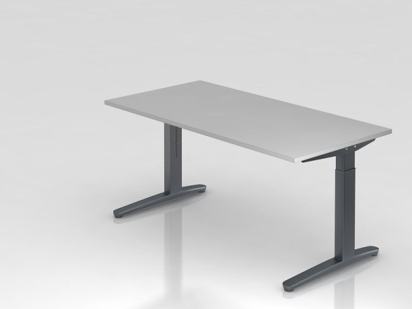 Bureau Hammerbacher pied C 160x80cm gris/graphite, forme rectangulaire, VXB16/5/GG