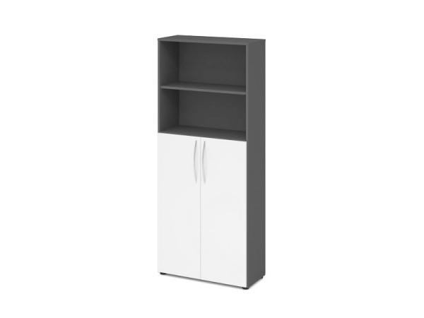 Hammerbacher étagère 5OH, 3OH portes en dessous BM graphite/blanc, V4770/G/W/BM