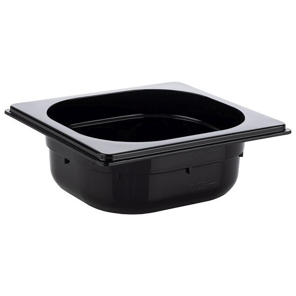 Bac APS GN 1/6, 17,6 x 16,2 cm, profondeur : 65 mm, polycarbonate, noir, 1 litre, 82076