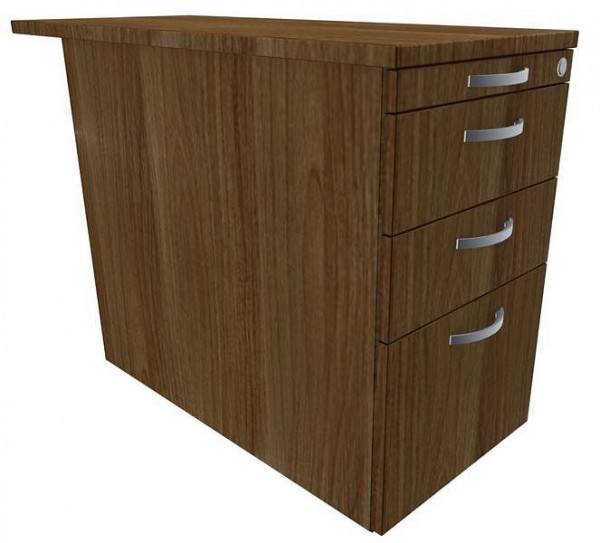 conteneur debout geramöbel avec dossiers suspendus et 2 tiroirs métalliques, plaque de recouvrement 1000 mm, 438x1000x720, noyer/noyer/noyer, N-0310HR1-NNN