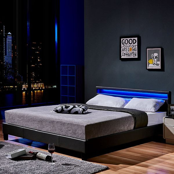 HOME DELUXE Lit LED ASTRO - 180 x 200 cm gris foncé, 49589