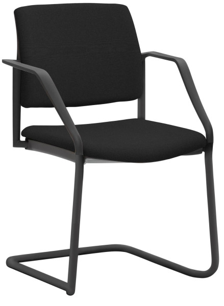 Mayer Sitzmöbel chaise empilable, structure luge noir, accoudoirs, noir, 2518_F3_A_30617