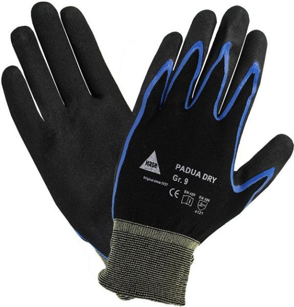 Hase Safety PADUA DRY, Gants de sécurité à 5 prises en nylon/nitrile, taille : 7, UE : 10 paires, 508640-7