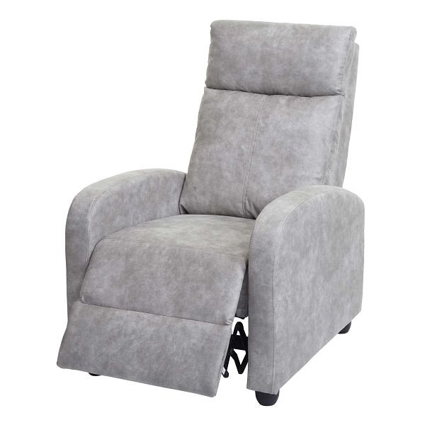 Fauteuil TV Mendler HWC-F76, fauteuil de relaxation, chaise longue, fonction d'inclinaison réglable tissu/textile, vintage gris clair, 82868