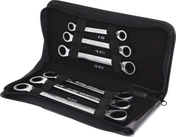 KS Tools GEARplus jeu de clés polygonales à double cliquet, réversibles, 6 pièces, 503.4580