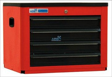 Coffre à outils ADB avec 4 tiroirs, dimensions : 450 x 600 x 450 mm (HxLxP), couleur du corps : rouge, RAL 3020, couleur de la façade : gris, RAL 7016, 21004
