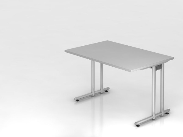 Bureau Hammerbacher pied C 120x80cm gris/argent, hauteur de travail 72 cm, VNS12/5/S